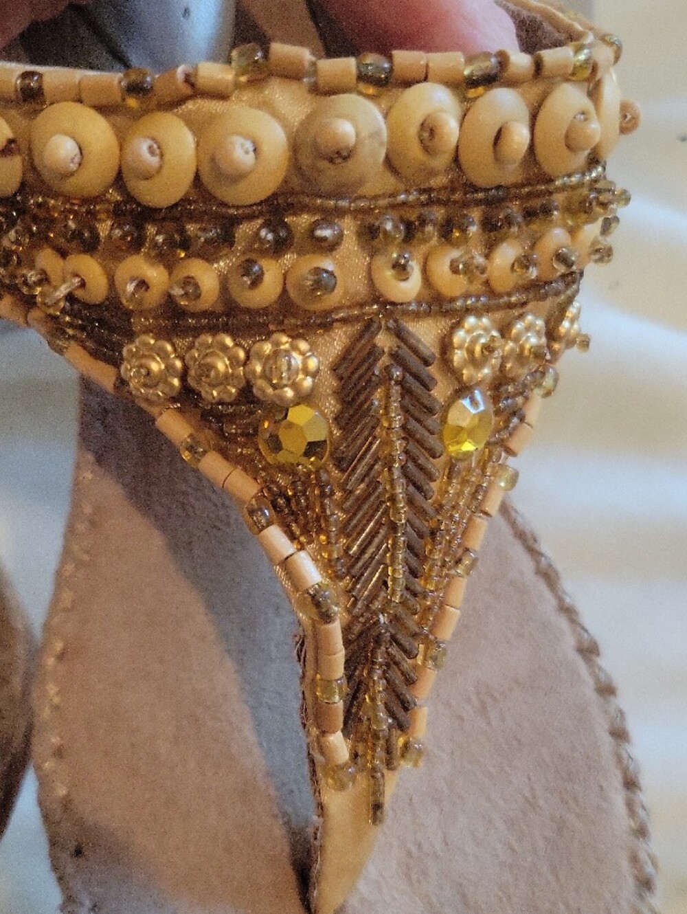 CL by Laundry Nude Beaded T-strap Sandals - Picture 4 of 8